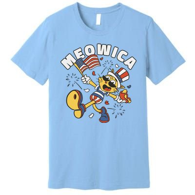 Meowica Fourth Of July Funny Cat Premium T-Shirt