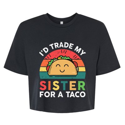 Mexican Fiesta Outfit Funny Taco Tuesday Little Sister Bella+Canvas Jersey Crop Tee