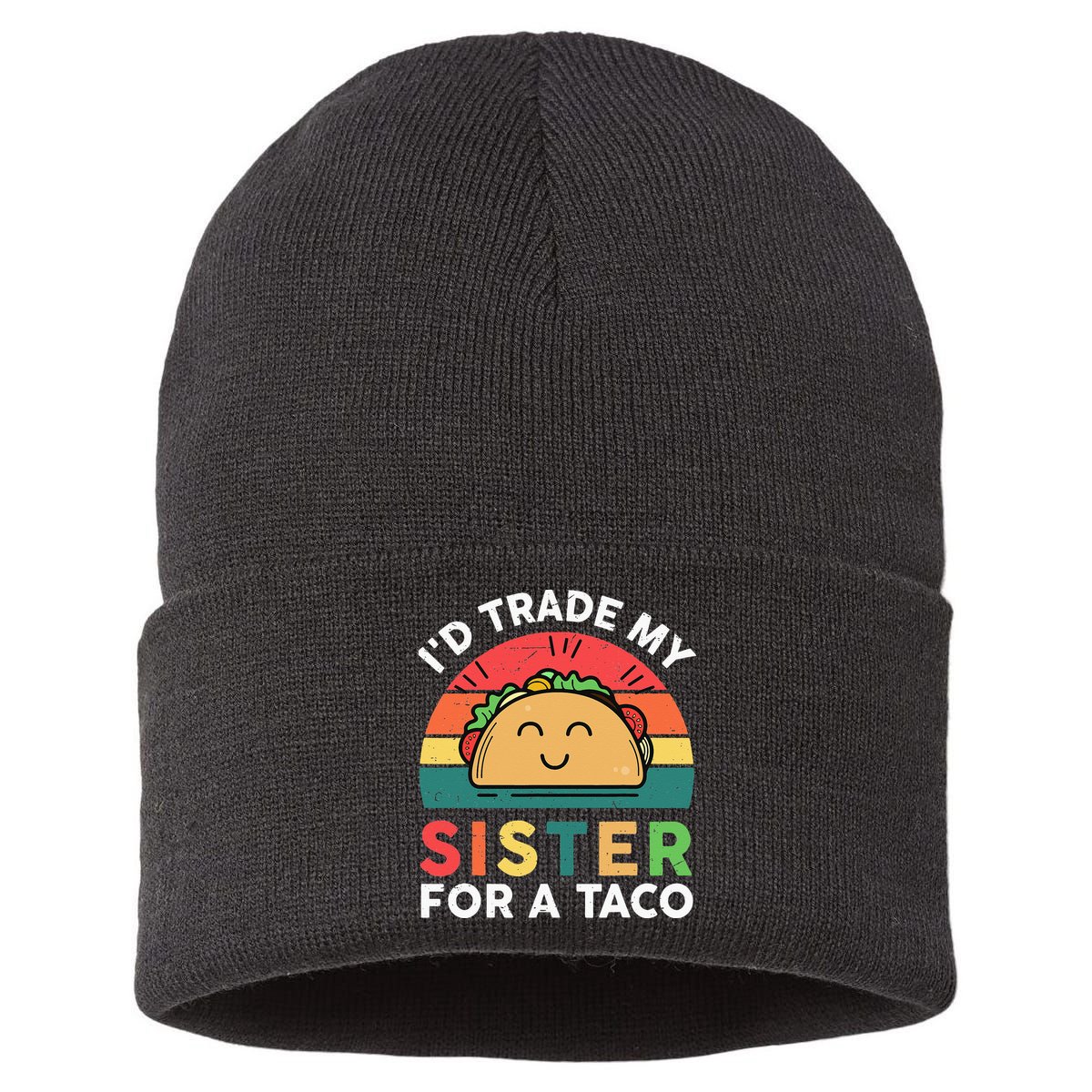 Mexican Fiesta Outfit Funny Taco Tuesday Little Sister Sustainable Knit Beanie