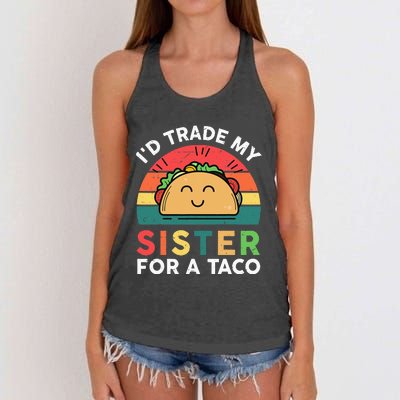 Mexican Fiesta Outfit Funny Taco Tuesday Little Sister Women's Knotted Racerback Tank