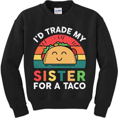 Mexican Fiesta Outfit Funny Taco Tuesday Little Sister Kids Sweatshirt