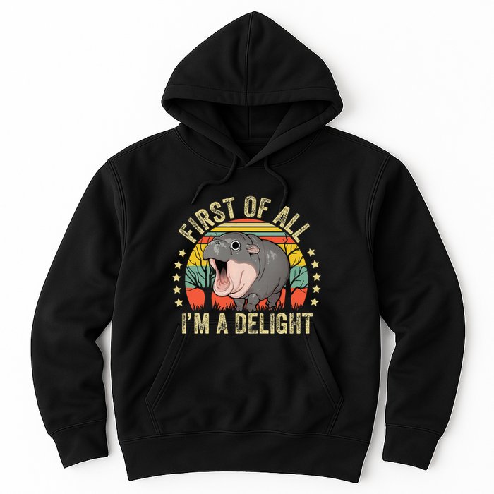 Moodeng First Of All IM A Delight Vintage Angry Moo Deng Hoodie