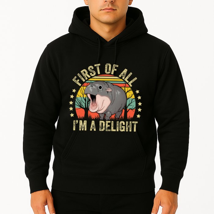 Moodeng First Of All IM A Delight Vintage Angry Moo Deng Hoodie