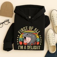 Moodeng First Of All IM A Delight Vintage Angry Moo Deng Hoodie