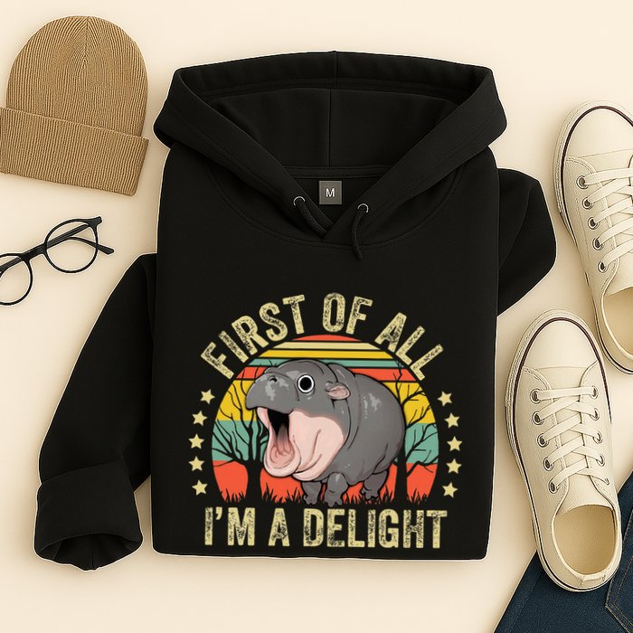 Moodeng First Of All IM A Delight Vintage Angry Moo Deng Hoodie