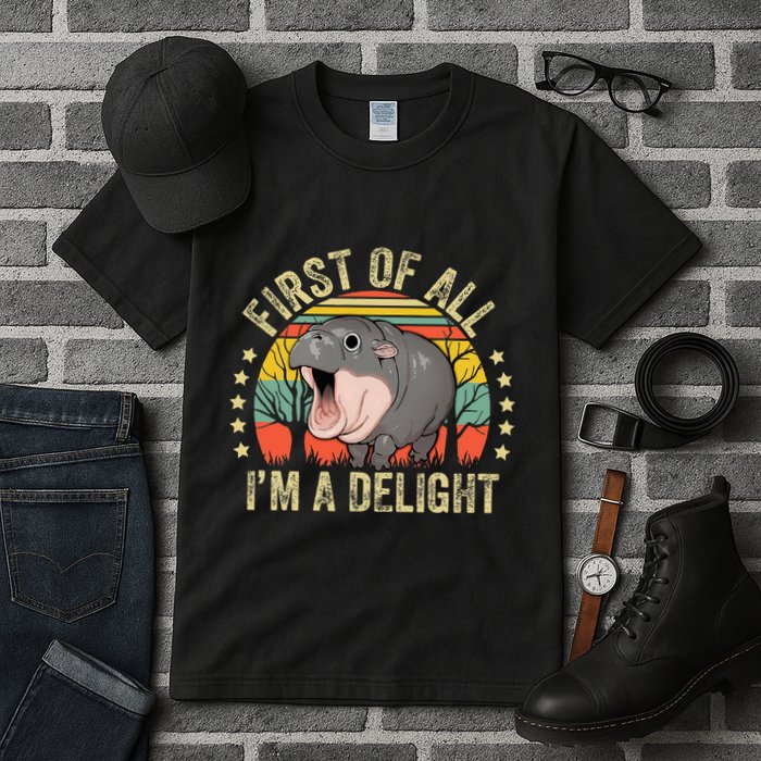 Moodeng First Of All IM A Delight Vintage Angry Moo Deng Tall T-Shirt