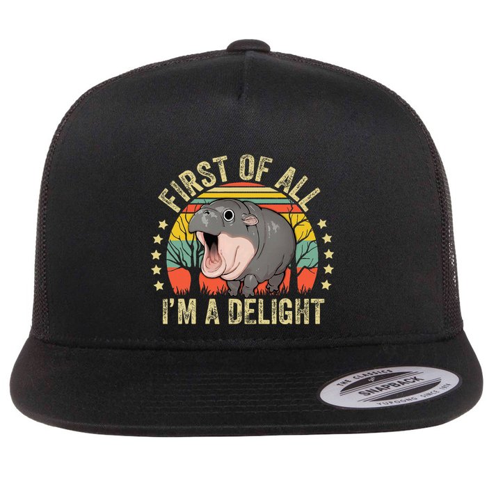 Moodeng First Of All IM A Delight Vintage Angry Moo Deng Flatbill Hat