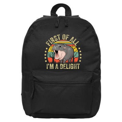 Moodeng First Of All IM A Delight Vintage Angry Moo Deng 16 in Basic Backpack