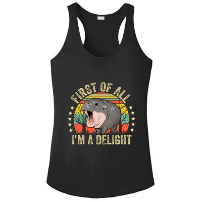 Moodeng First Of All IM A Delight Vintage Angry Moo Deng Ladies PosiCharge Competitor Racerback Tank