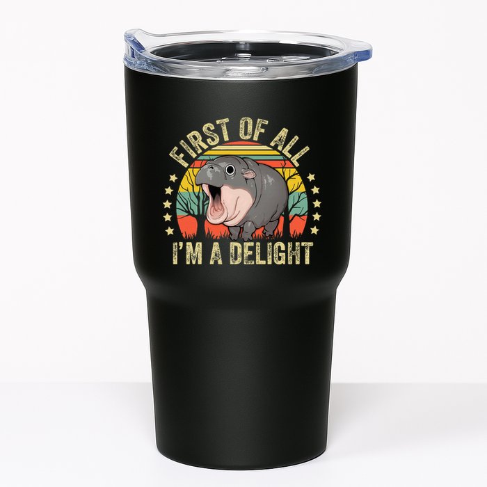 Moodeng First Of All IM A Delight Vintage Angry Moo Deng Tumbler