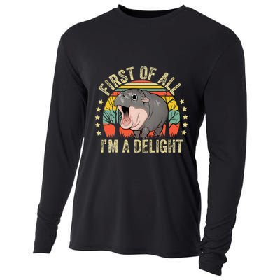 Moodeng First Of All IM A Delight Vintage Angry Moo Deng Cooling Performance Long Sleeve Crew