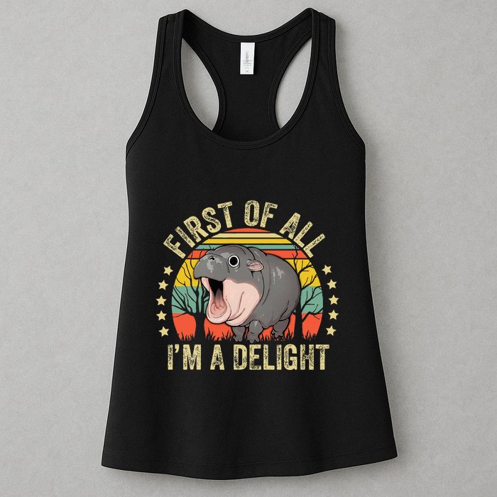 Moodeng First Of All IM A Delight Vintage Angry Moo Deng Womens Tank Top