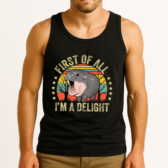 Moodeng First Of All IM A Delight Vintage Angry Moo Deng Tank Top