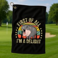 Moodeng First Of All IM A Delight Vintage Angry Moo Deng Golf Towel