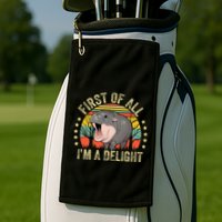 Moodeng First Of All IM A Delight Vintage Angry Moo Deng Golf Towel