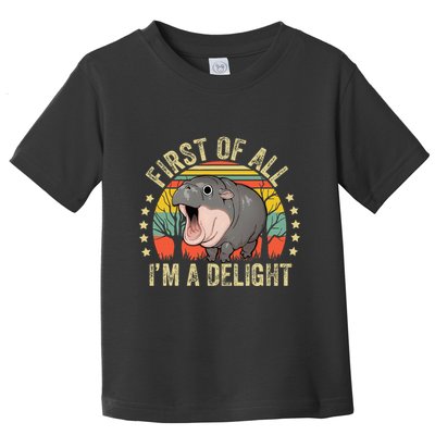 Moodeng First Of All IM A Delight Vintage Angry Moo Deng Toddler T-Shirt