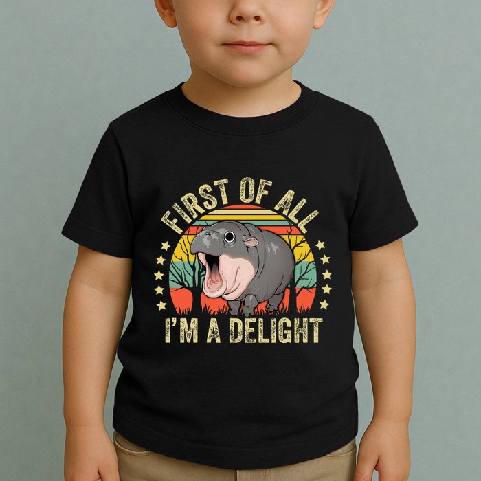 Moodeng First Of All IM A Delight Vintage Angry Moo Deng Toddler T-Shirt