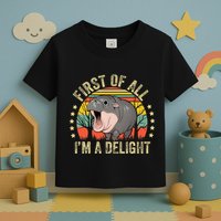 Moodeng First Of All IM A Delight Vintage Angry Moo Deng Toddler T-Shirt