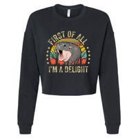 Moodeng First Of All IM A Delight Vintage Angry Moo Deng Cropped Pullover Crew