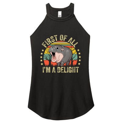 Moodeng First Of All IM A Delight Vintage Angry Moo Deng Women's Perfect Tri Rocker Tank
