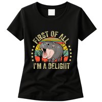 Moodeng First Of All IM A Delight Vintage Angry Moo Deng Womens T-Shirt