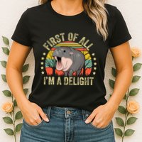 Moodeng First Of All IM A Delight Vintage Angry Moo Deng Womens T-Shirt