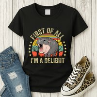 Moodeng First Of All IM A Delight Vintage Angry Moo Deng Womens T-Shirt