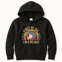 Moodeng First Of All IM A Delight Vintage Angry Moo Deng Kids Hoodie