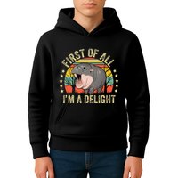 Moodeng First Of All IM A Delight Vintage Angry Moo Deng Kids Hoodie