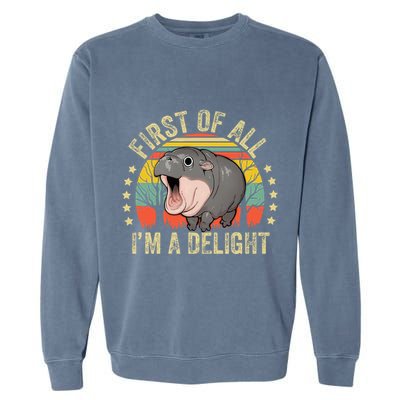 Moodeng First Of All IM A Delight Vintage Angry Moo Deng Garment-Dyed Sweatshirt