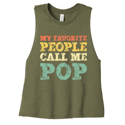 My Favorite People Call Me Pop Vintage Women's Racerback Cropped Tank