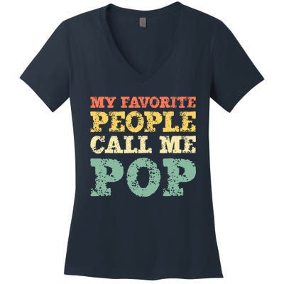 My Favorite People Call Me Pop Vintage Women's V-Neck T-Shirt