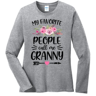 My Favorite People Call Me Granny Mother's Day Floral Gift Ladies Long Sleeve Shirt