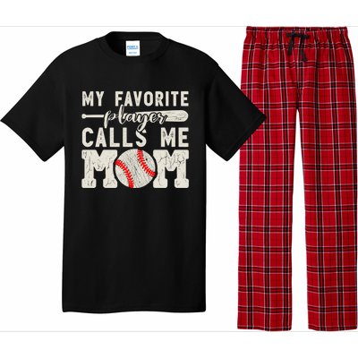 My Favorite Player Calls Me Mom Baseball Cheer Mother Gift Pajama Set