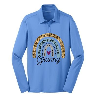 My Favorite People Call Me Granny Rainbow Mother's Day Cool Gift Silk Touch Performance Long Sleeve Polo