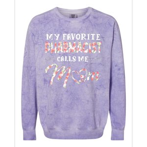 My Favorite Pharmacist Calls Me Mom Floral Design Colorblast Crewneck Sweatshirt