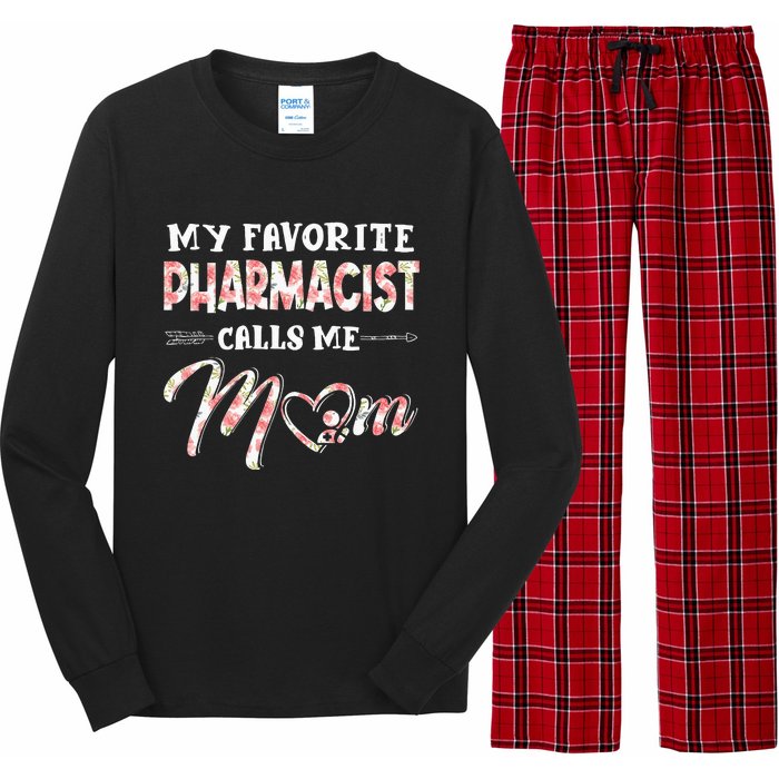 My Favorite Pharmacist Calls Me Mom Floral Design Long Sleeve Pajama Set