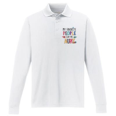 My Favorite People Call Me Aunt Floral Art Happy Mother Day Performance Long Sleeve Polo