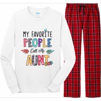 My Favorite People Call Me Aunt Floral Art Happy Mother Day Long Sleeve Pajama Set