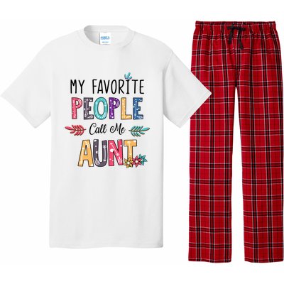 My Favorite People Call Me Aunt Floral Art Happy Mother Day Pajama Set