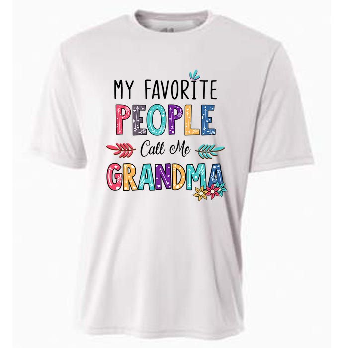 My Favorite People Call Me Grandma Floral Art Mother Day Cooling Performance Crew T-Shirt