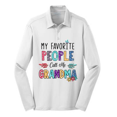 My Favorite People Call Me Grandma Floral Art Mother Day Silk Touch Performance Long Sleeve Polo