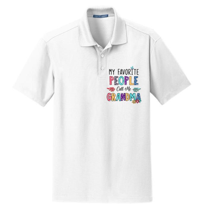 My Favorite People Call Me Grandma Floral Art Mother Day Dry Zone Grid Polo