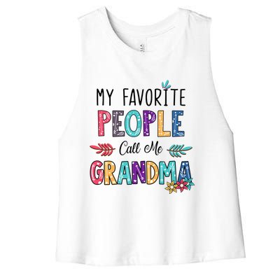 My Favorite People Call Me Grandma Floral Art Mother Day Women's Racerback Cropped Tank