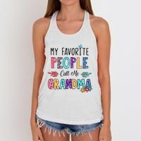 My Favorite People Call Me Grandma Floral Art Mother Day Women's Knotted Racerback Tank