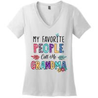 My Favorite People Call Me Grandma Floral Art Mother Day Women's V-Neck T-Shirt