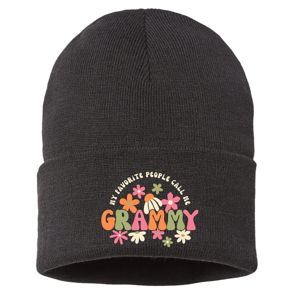 My Favorite People Call Me Grammy Groovy Gift For Grandma Sustainable Knit Beanie