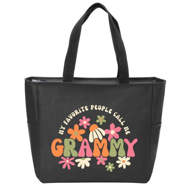 My Favorite People Call Me Grammy Groovy Gift For Grandma Zip Tote Bag