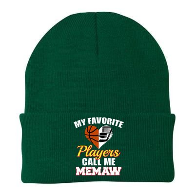 My Favorite Players Call Me Memaw Basketball Hockey Memaw Gift Knit Cap Winter Beanie