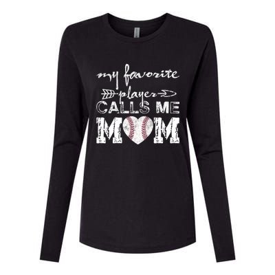 My Favorite Player Calls Me Mom Baseball Vintage Cute Gift Womens Cotton Relaxed Long Sleeve T-Shirt